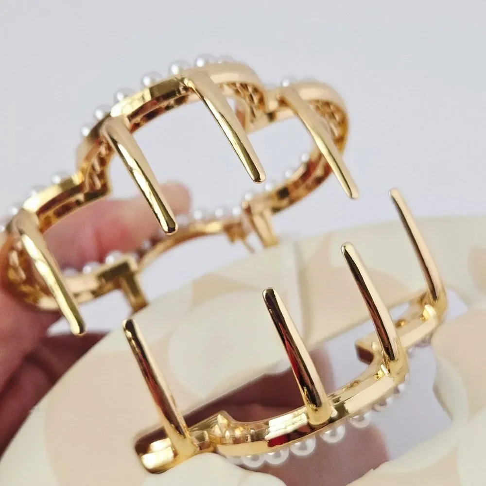 3 Pc Piper K Hair Clip Gold Tone Clover Shape Set Metal Jaw Clip Boho Elegant